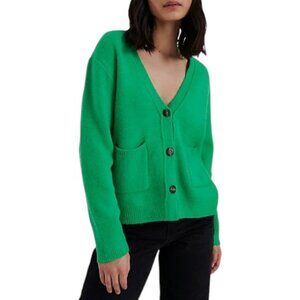 John + Jenn green V-neck button down cardigan sweater size L